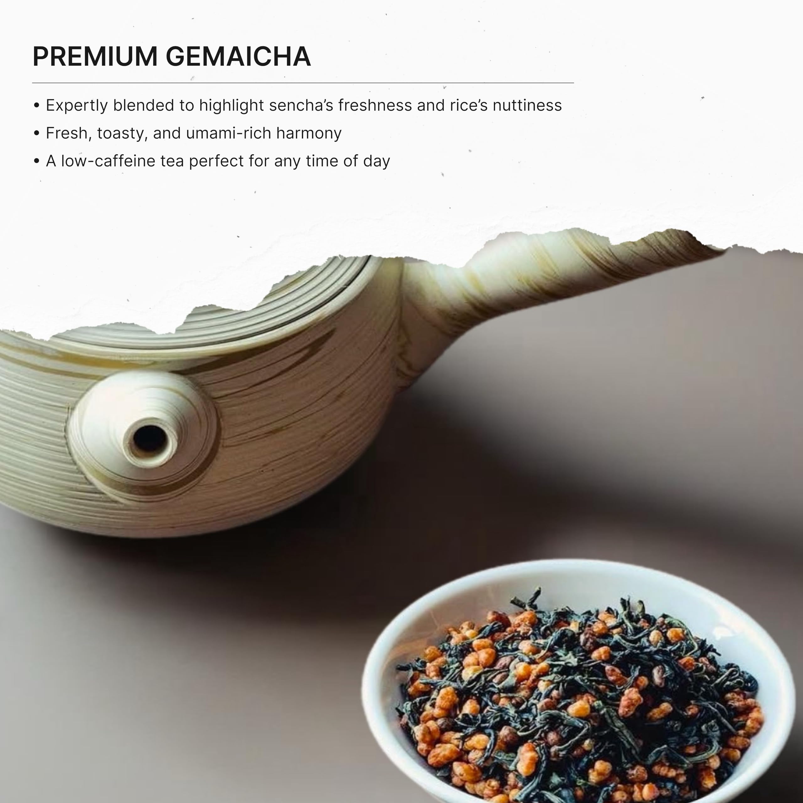 FKRO Organic Genmaicha | Japanese Roasted Rice Green Tea | Loose Leaf Premium Sencha Blend with Roasted Rice | Low Caffeine | Freshly Flown from Japan Monthly (100g/3.5oz Pouch)