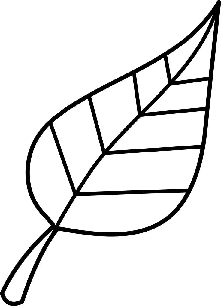 Black-outlined leaf coloring page.